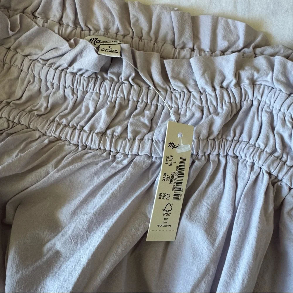 Madewell Lavender Poplin Ruffle A-Line Midi Dress - Picture 6 of 7